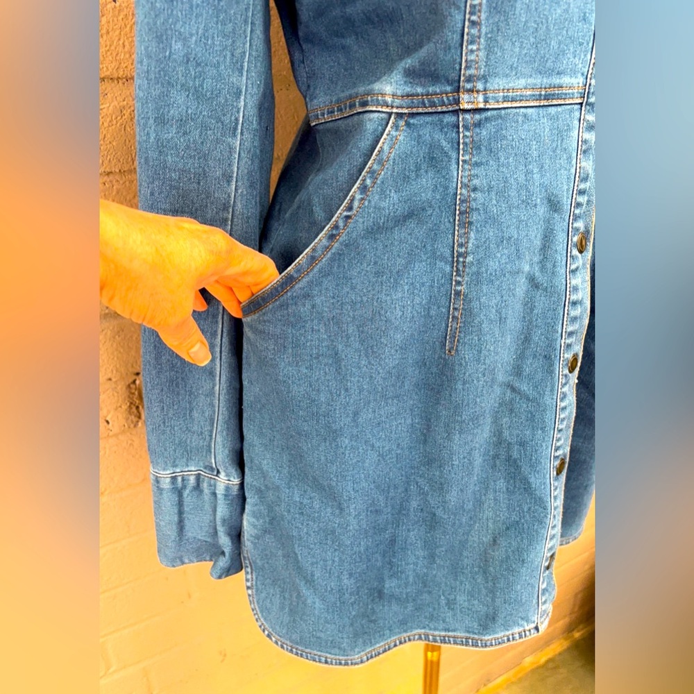 Free People  snap button denim shirt dress  M - Picture 5 of 14
